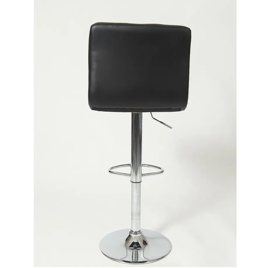 Swivel Faux Leather Adjustable Hydraulic Bar Stool Black Color Set of 2 Bar Stool