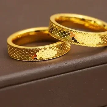 커플용 진짜 금 999 웨딩 주얼리, 고급 금 결혼 반지, 연인을 위한 24k 순금 손가락 반지