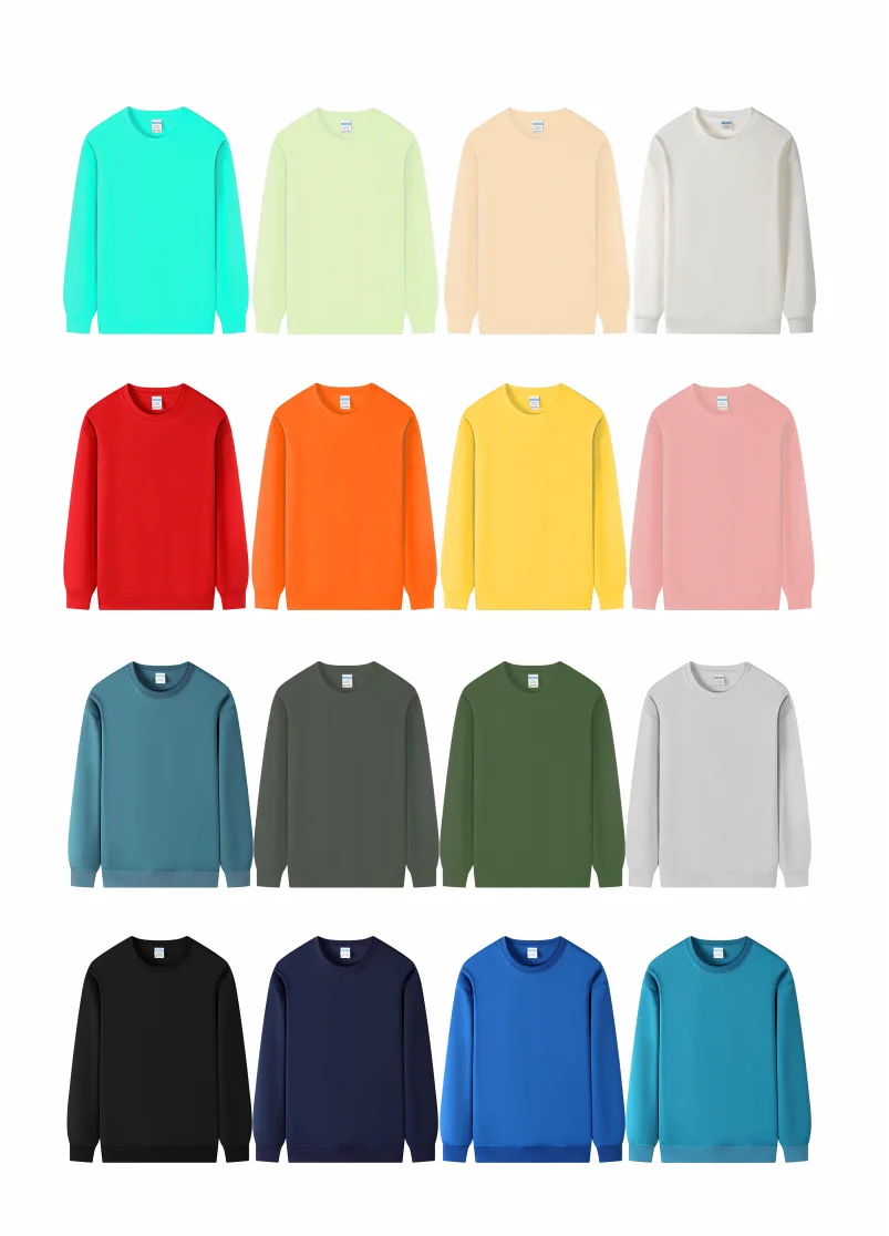 Customized Print Men Women Round-Neck Sweatshirt Loose Solid Color Classic Pullover Spring Autumn Fashion Personality Streetwear