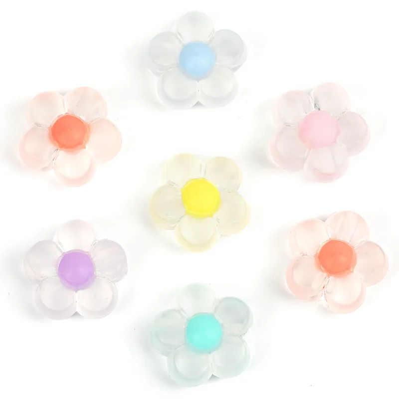 500g 12mm Acrylic Transparent Plated Color Beads Frosted Small Flower Straight Hole Plastic Loose Beads DIY Mobile Phone Chain