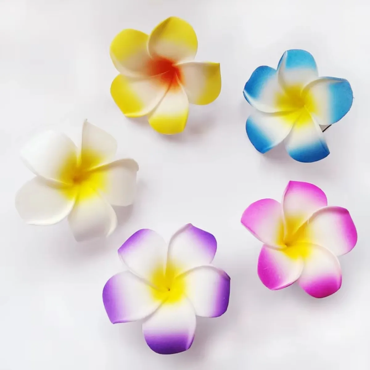 Plumeria Flower Hair Clips Colorful Hawaiian Beach Vacation Tropical Hair Accessories Gift for Women Girls