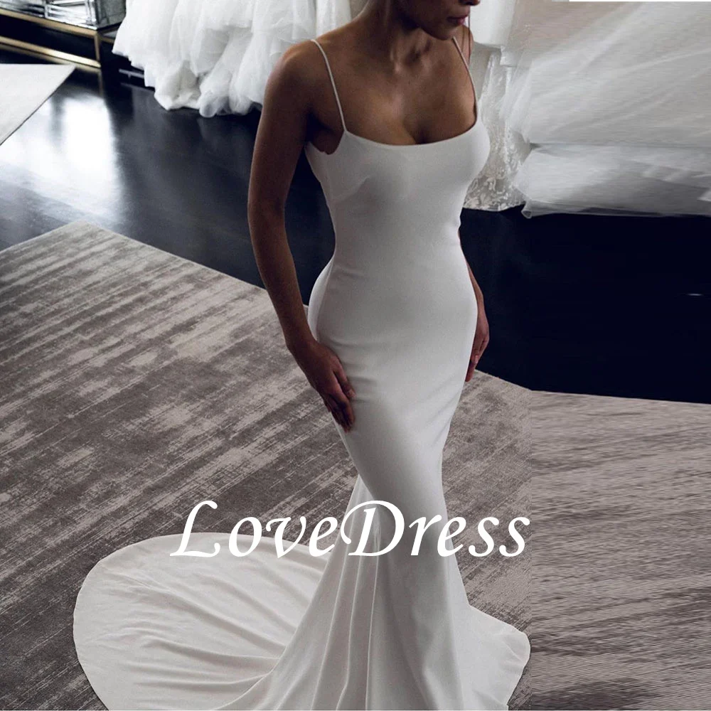 LoveDress personalizado elegante tirantes espagueti sirena vestidos De novia novias Simple espalda abierta Sexy vestidos De novia bata De Mariee