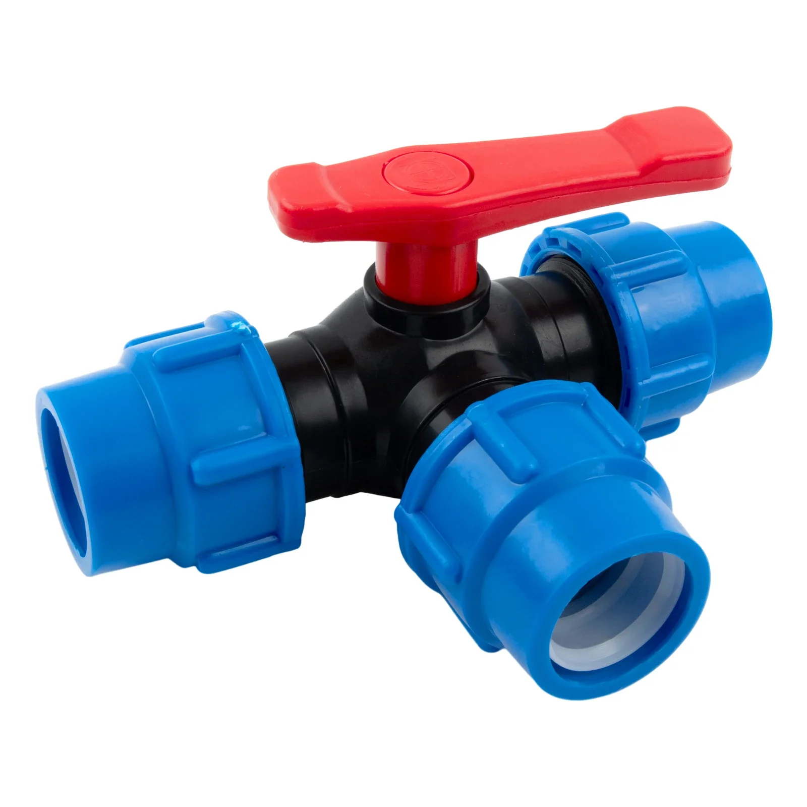 1x PE Pipe 3-Way Ball Valve 20/25/32/40/50mm Plastic Valve Ball Valve Quick Connect Three-way Valve Three-way Ball Valve