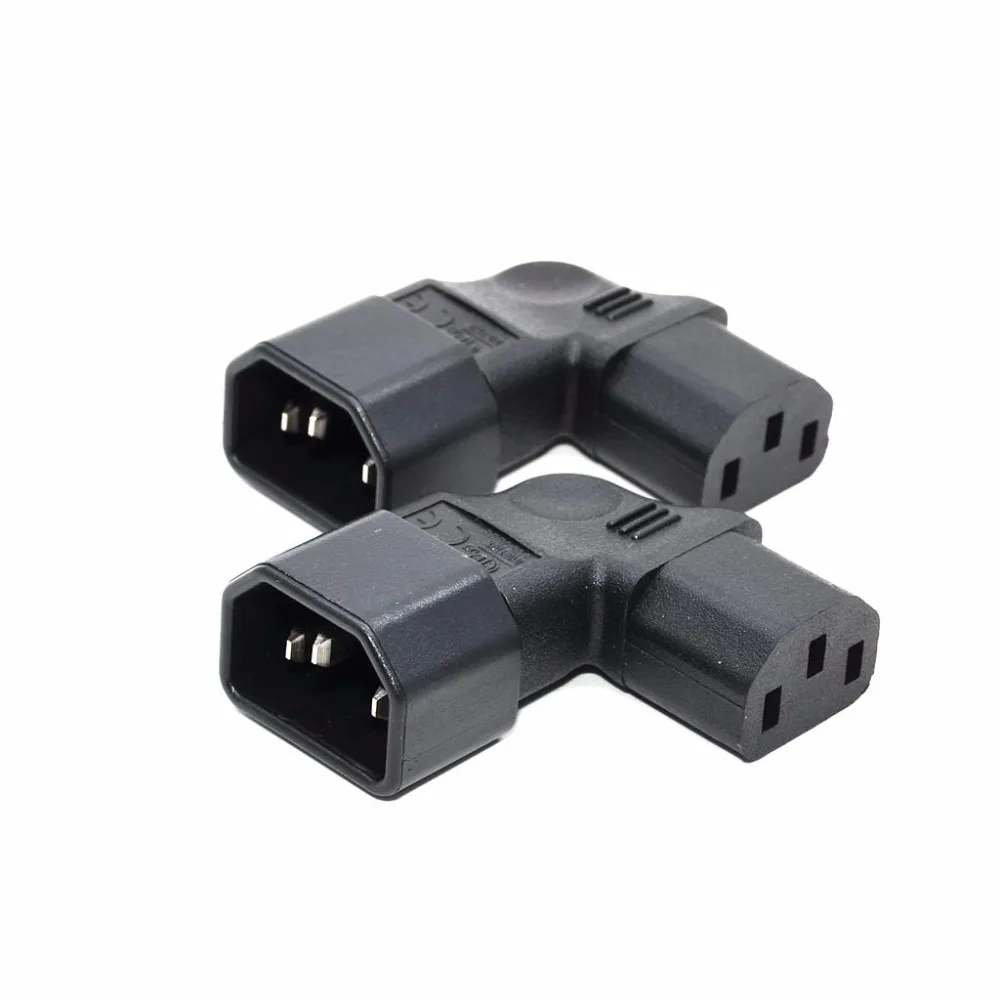 1PCS IEC Connectors IEC 320 C14 male to C13 famale Vertical right angle Power adapter Conversion plug