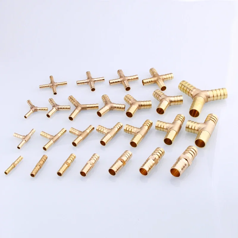 4 5 6 8 10 12 14 16 19 25mm Hose Barb OD Brass Hosetail Straight Elbow Tee Y Shape Cross 2/3/4 Way Pipe Fitting Connector