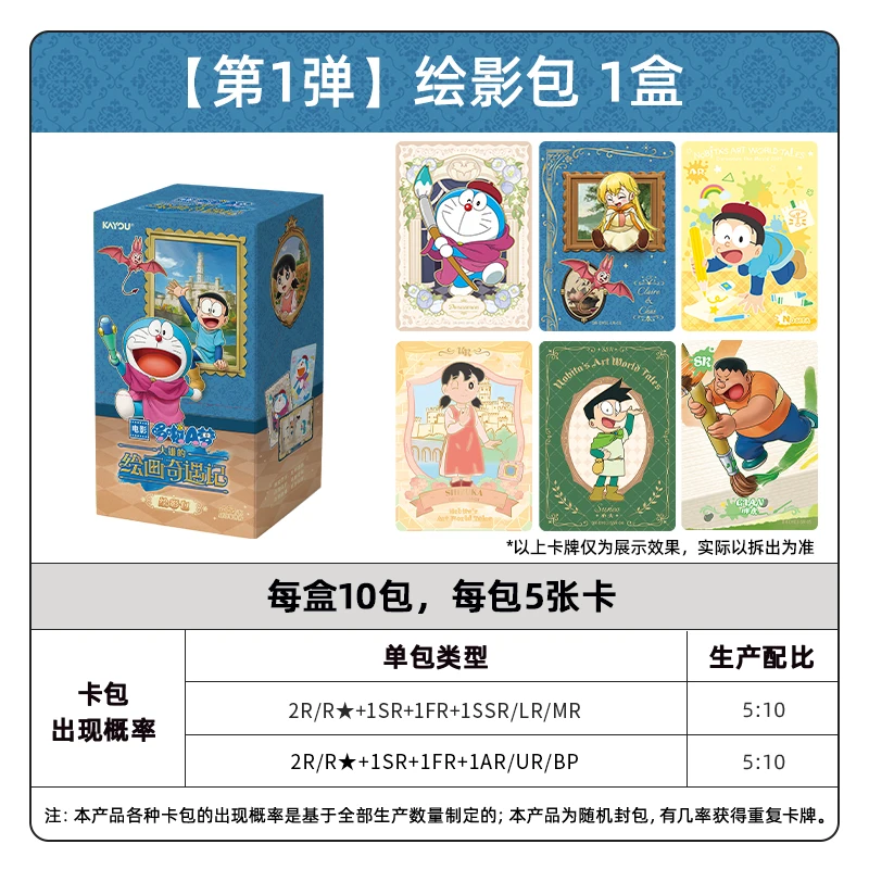 Tarjetas originales de Doraemon KAYOU, paquete de tarjetas de mercancía con licencia oficial de Nobita's Painting Adventure Eiga, regalo navideño de Anime