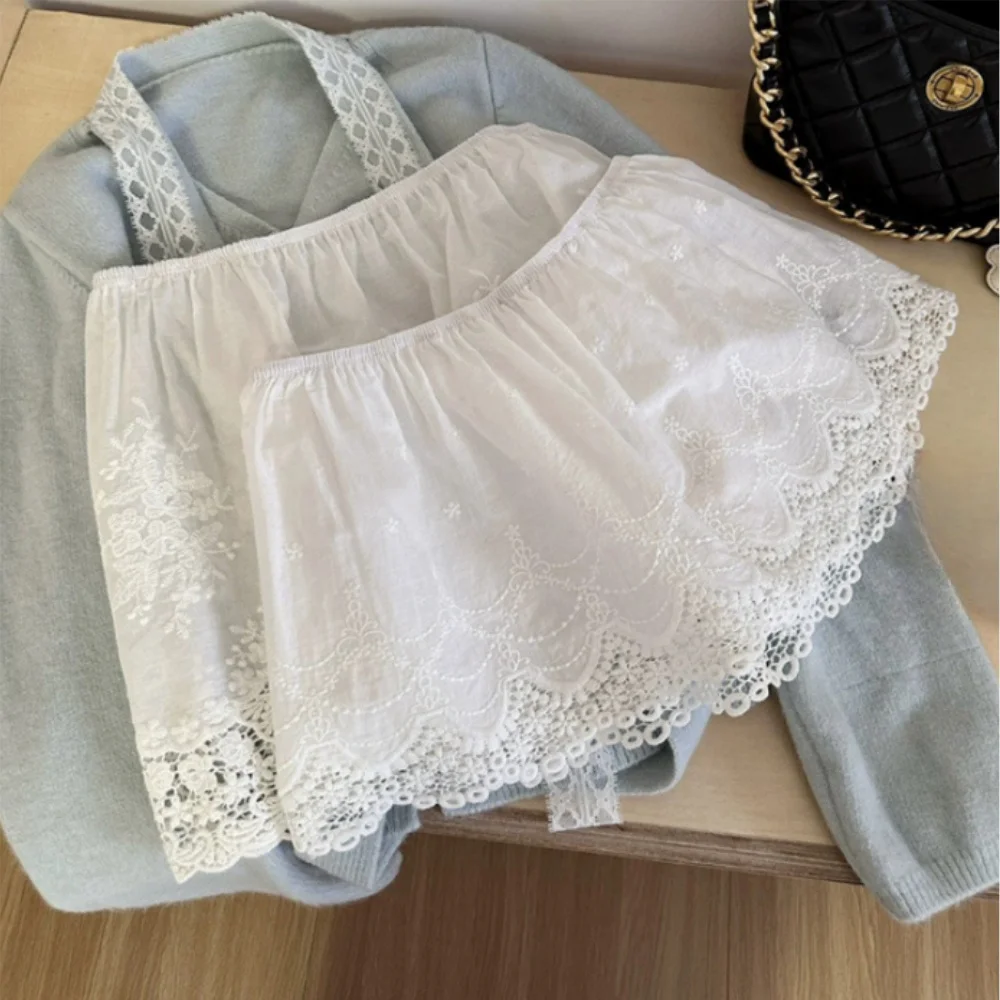 

Кружевная мини-юбка с цветочным узором из полиэстера, белая, на резинке, для многослойных весенних образов