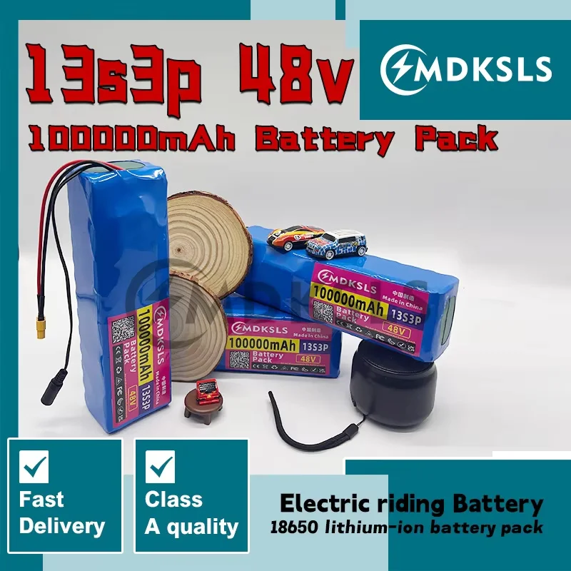 

48V Battery Pack 100Ah 13S3P Lithium-ion with 1000Wfor 54.6V E-bike Electric Bicycle Scooter Kit built-in BMS 100%18650Original