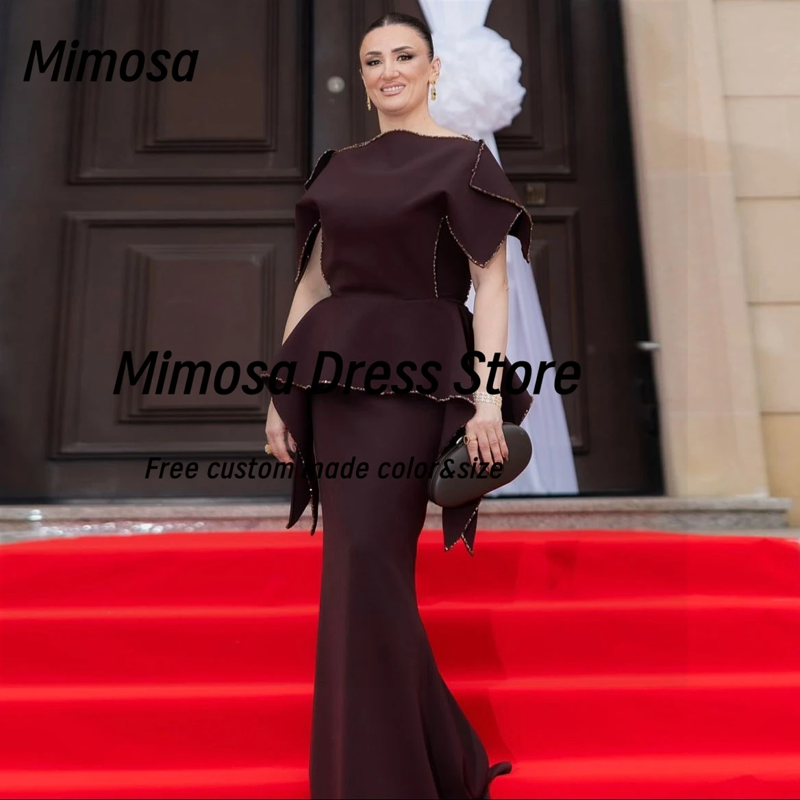 Mimosa Arabia Saudita Abiti da ballo Maniche corte Abito da festa formale Le donne indossano abiti da sera lunghi ed eleganti personalizzati