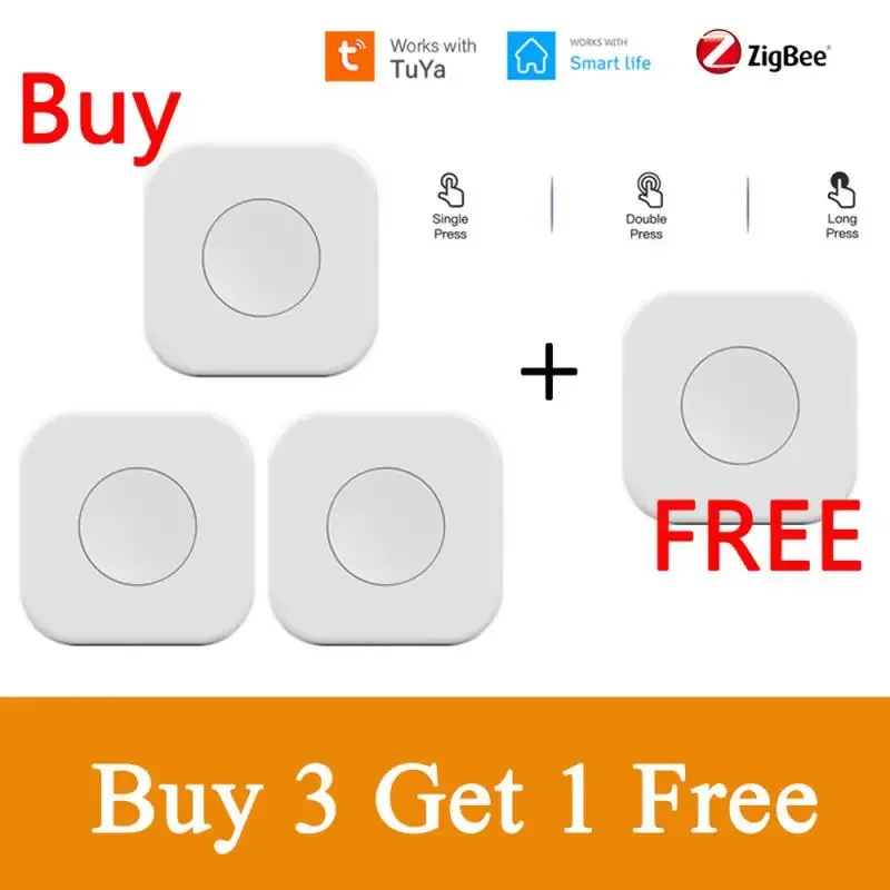 

ZigBee Tuya Smart Scene Switch Mini Wireless Multi-scene Linkage Button Switch One Touch Control Work With Smart Life Gateway