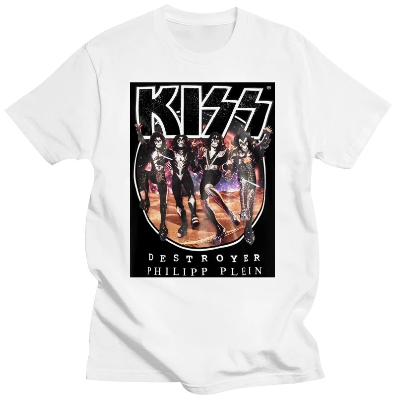 Bravado Men's Kiss Classic Rock Band Group Picture Destroyer Short-Sleeve T-Shirt (Black)