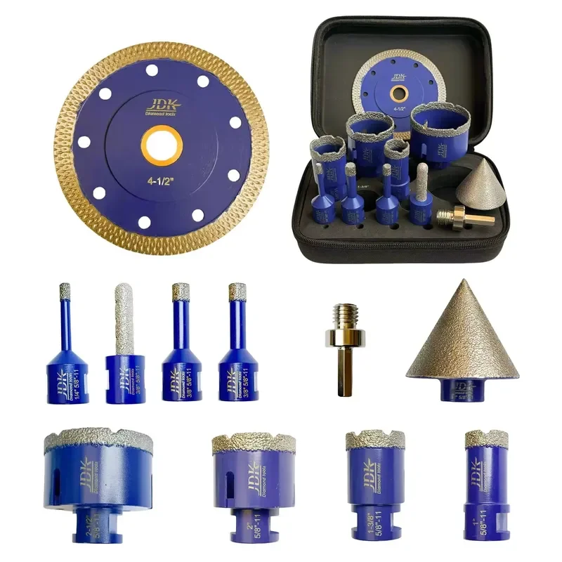 JDK Diamond Core Bits Set Chamfer Bits for Porcelain Tile Marble Ceramic Granite Milling Kit M14 10 Pieces CE Certified Full