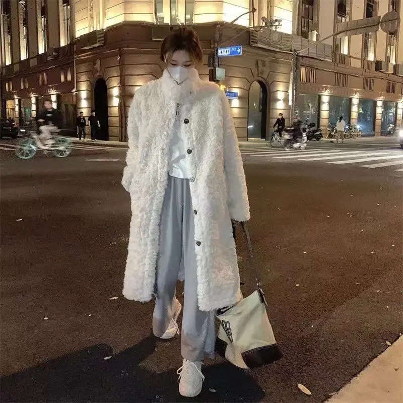 Thiened Baumwolle Lamm Pelz Jaet frauen Winter Langen Mantel Herbst Winter Neue Sle Koreanische Version Straße Faion Großen Mantel