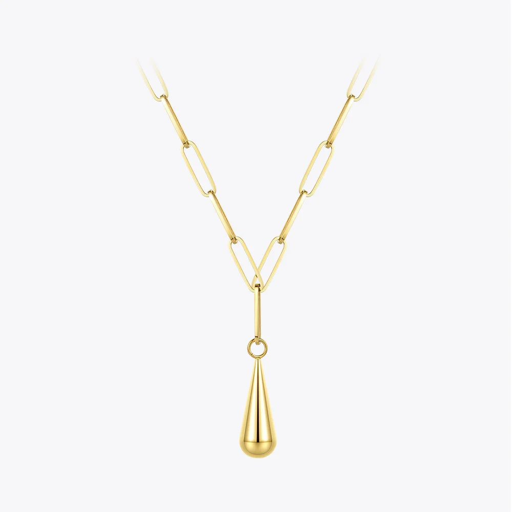 

ENFASHION Water Droplet Pendant Necklace Women Stainless Steel Gold Color Chain Choker Necklace Fashion Jewelry 2020 P203086