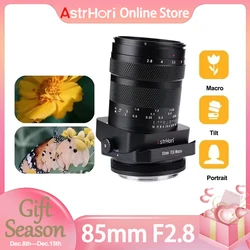 AstrHori Tilt Shift 85mm F2.8 Full Frame Macro Lens Manual Focus Prime Lens for Canon RF Fuji X Nikon Z Sony E L-Mount