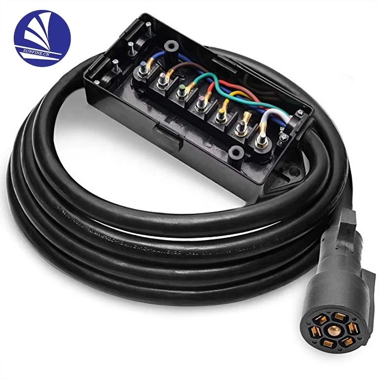 

Heavy Duty 7way Trailer Plug Inline Trailer Cord With 7 Gang Junction Box, With 8feet Cable RV Towing/ Leisure