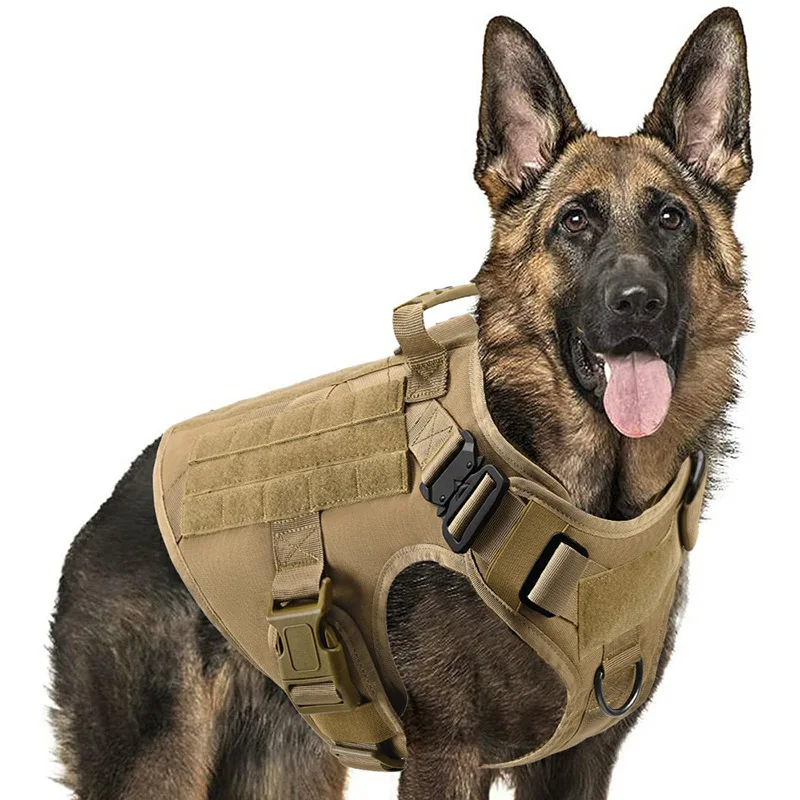 

1000D outdoor dog vest training quick release metal buckle Molle mounted multifunctional dog vest