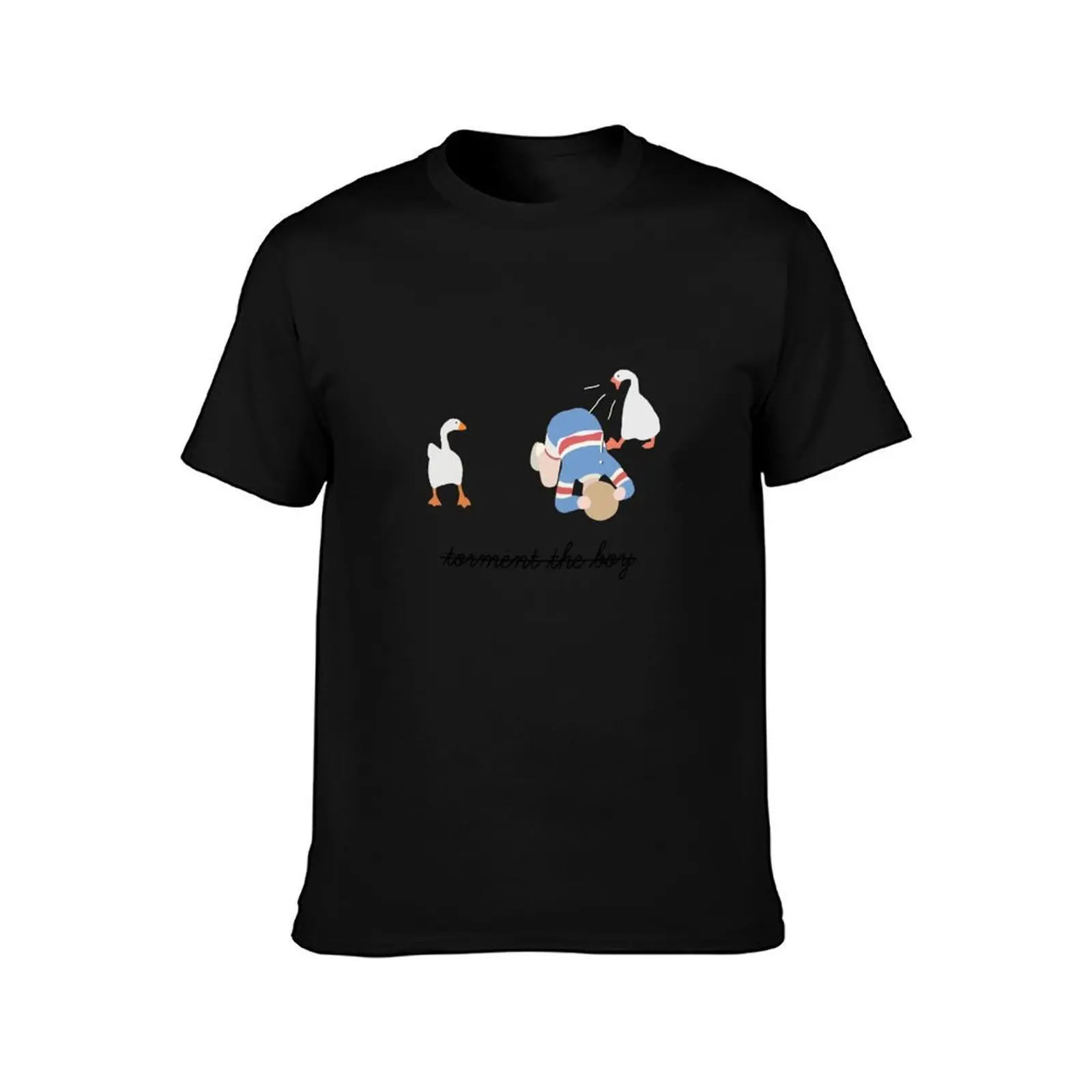 Torment the Boy Untitled Goose Game T-Shirt, Summer Casual Cotton Tee, Oversized Streetwear Tops, Vintage Graphic Print