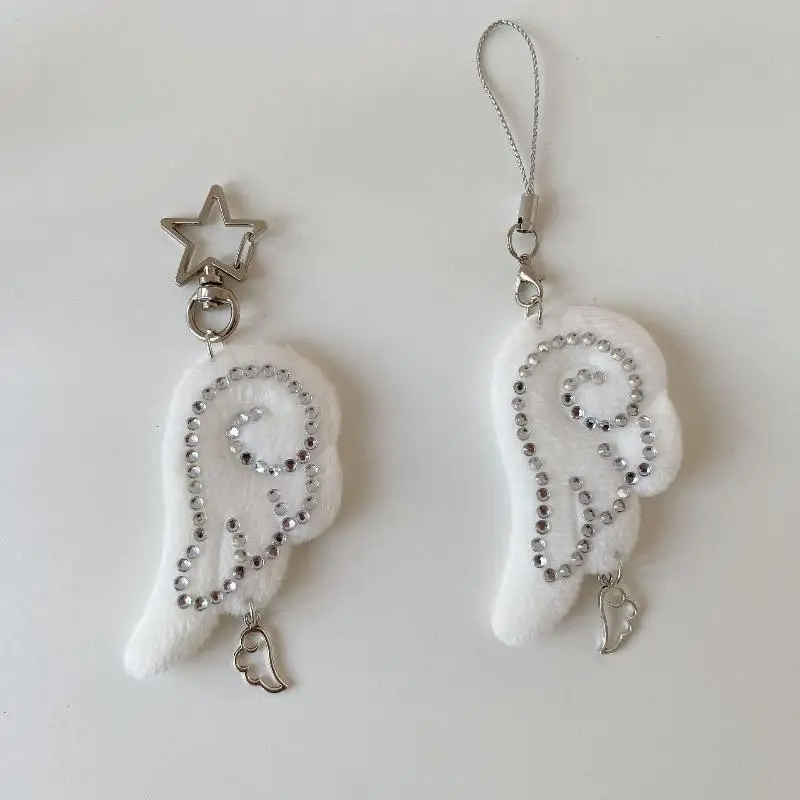 

1pc INS Y2K Retro Fabric Star Chain Wing Angel Pendant Keychain Mobile Phone Chain Ornament Decor Gift