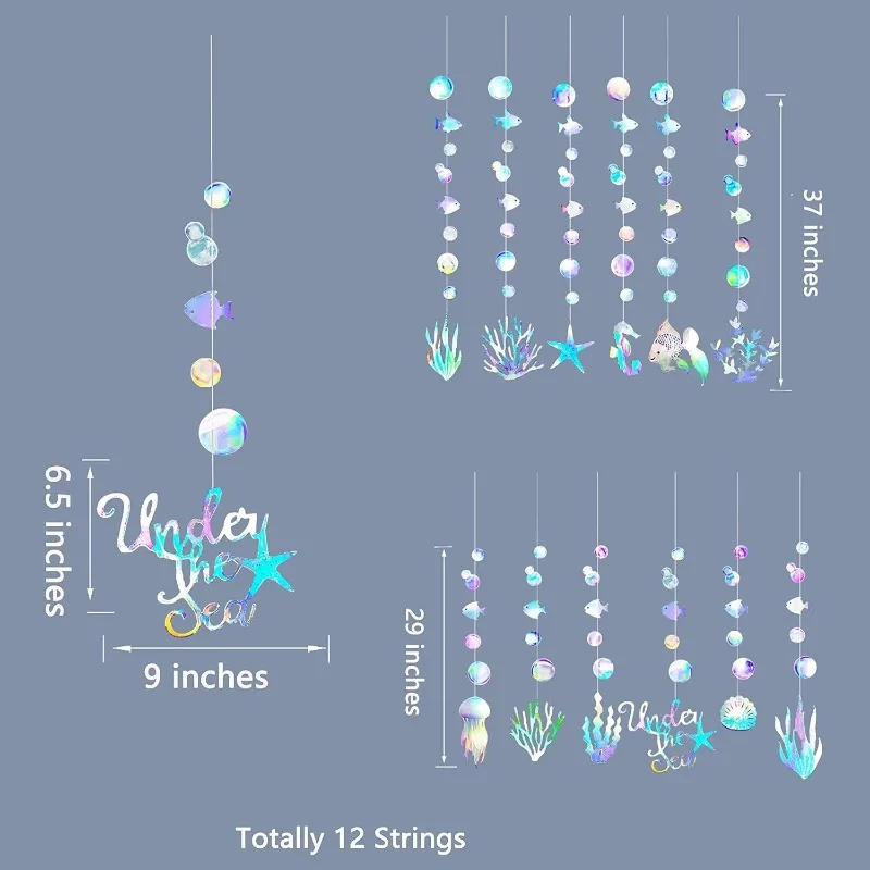 Iridescente Under The Sea Party ghirlanda decorazioni bambini sirena festa di compleanno Ocean Baby Shower Banner Streamers forniture per feste