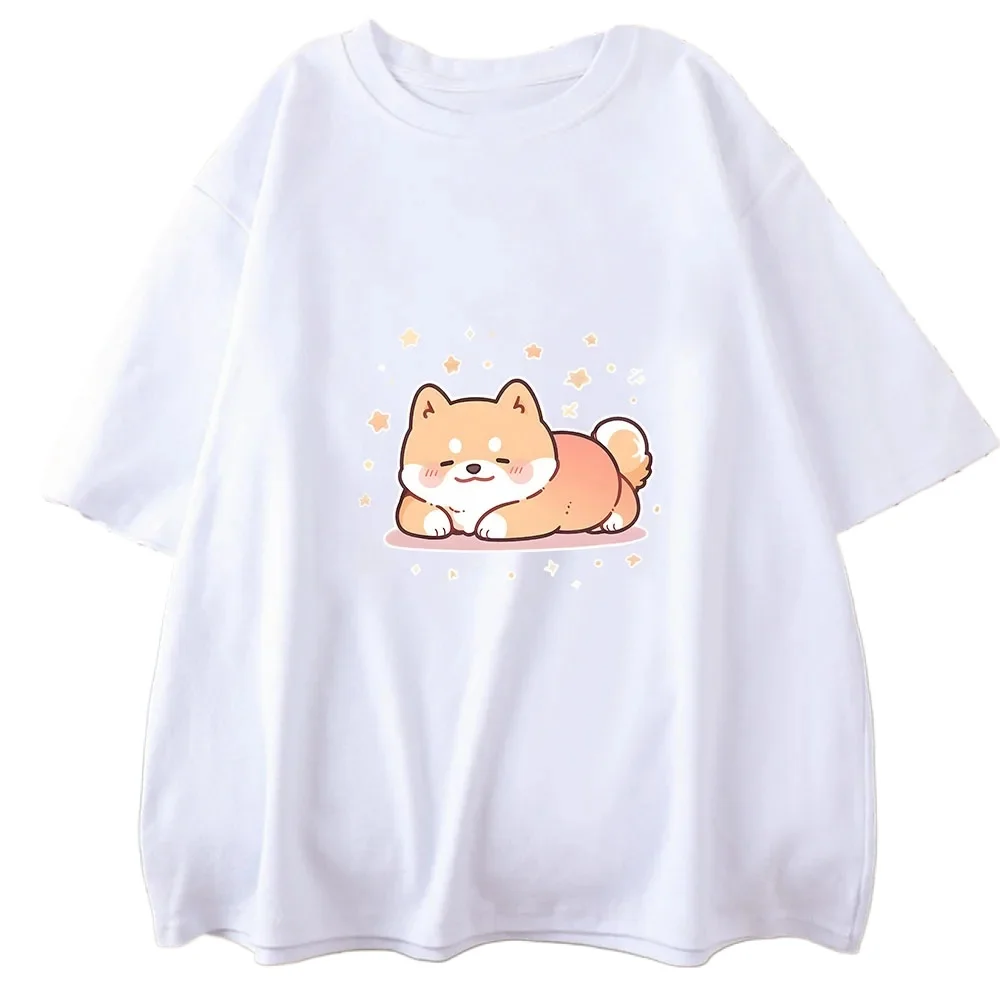 

Шиба-ину с принтом собаки, летняя мужская/женская футболка с круглым вырезом, повседневный пуловер с короткими рукавами, модная уличная одежда, новинка, футболка