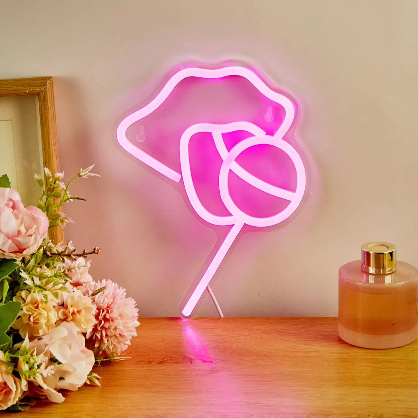 Chi-buy LED Neon Lollipop USB Powered Neon Signs Decor Lamp Signs Birthday Gift Wall Art For Bedroom Room Bar Shop