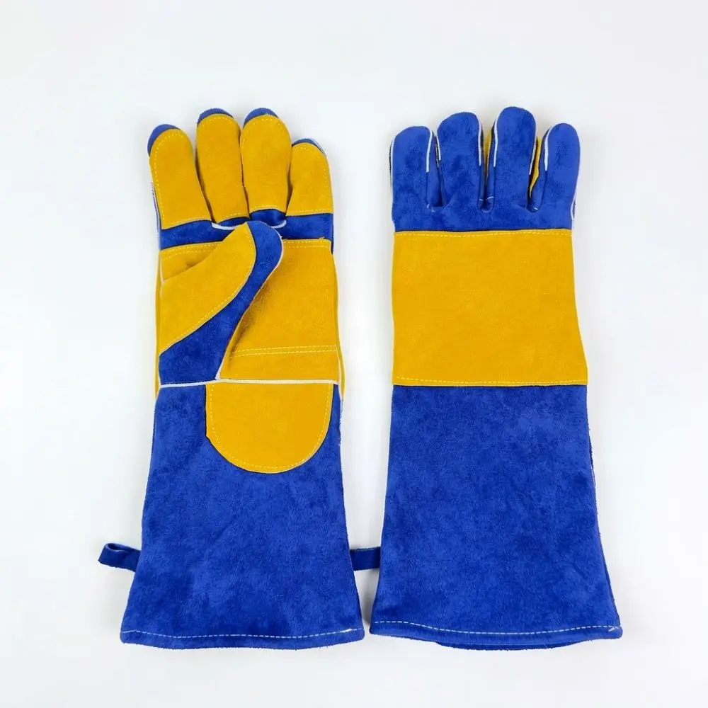 Leather Welding Gloves 40cm Extended Protective Cuff Heat Insulation Anti Slip Durable Safety Equipment For Metal Working