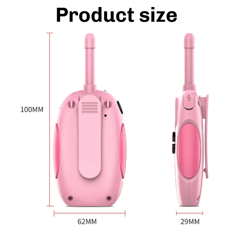 Excellent-1Pair Children's Wireless Phone Walkie Multi Walkie-Talkie Interactive 3KM Range Transmission Kids Pink