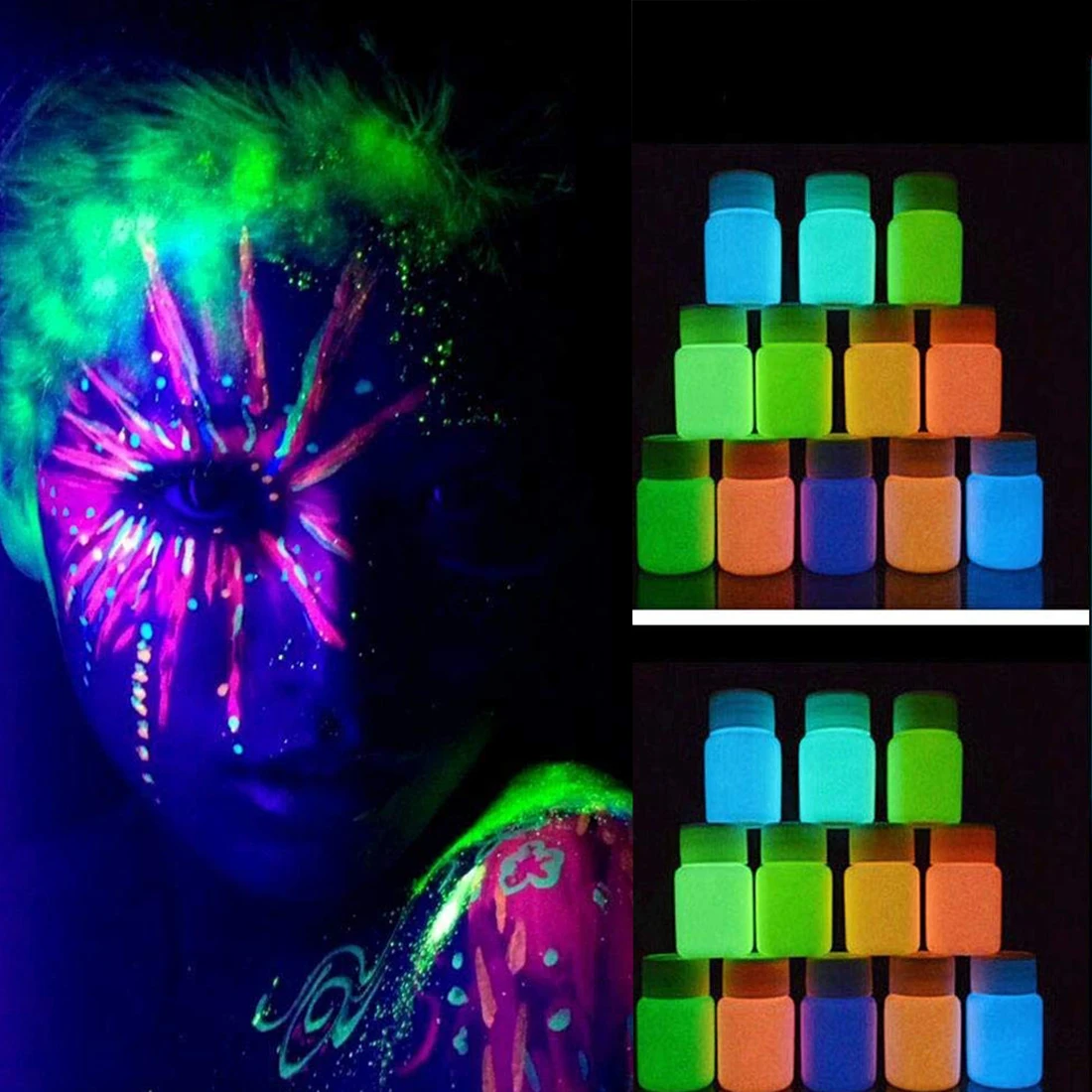 

Glow in The Dark-Self-Luminous Paint-Neon Fluorescent Paint-Phosphorescent-Blacklight Reactive Neon Fluorescent-Non-Toxic