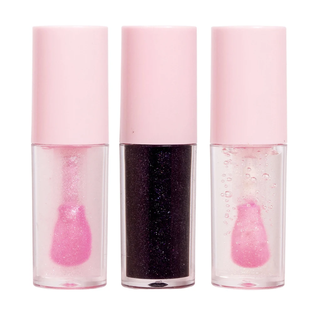 Custom 3pcs Lip Oil Kit Long-lasting Moisturizing Temperature Change Plump Waterproof Private Label Makeup Pink Package Vegan