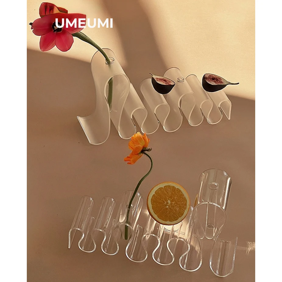 Imagem -06 - Umeumi-multi-função Irregular Acrílico Magazine Rack Estante Nórdico Vaso Onda Água Cultura Flor Decoração Home Ins Design