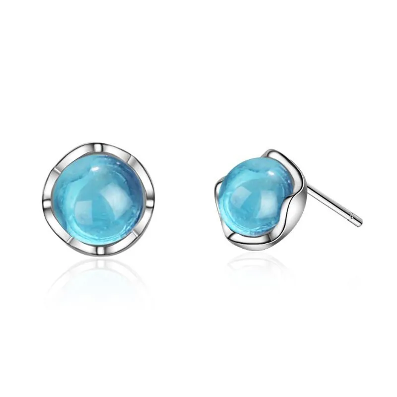 

New Creative Mermaid Tears Blue Crystal 925 Sterling Silver Jewelry Personality Exquisite Women Stud Earrings XZE046