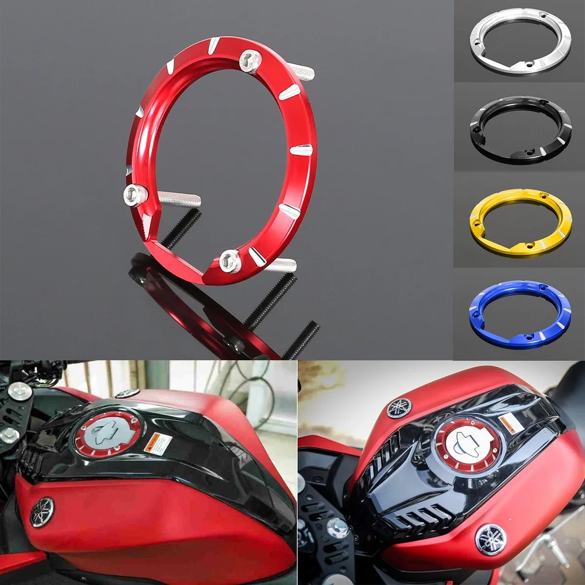 3D CNC Aluminum Motorcycle Gas Fuel Tank Lid Guard Cover Ring For R1/S R1M R6 R6S R125 R3 R25