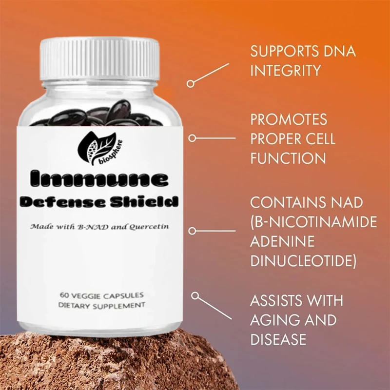 Immune Support Containing Vitamin D, C K2, Quercetin, and Trace Minerals, Digestive Enzyme NAD Supplement, 60 Capsules