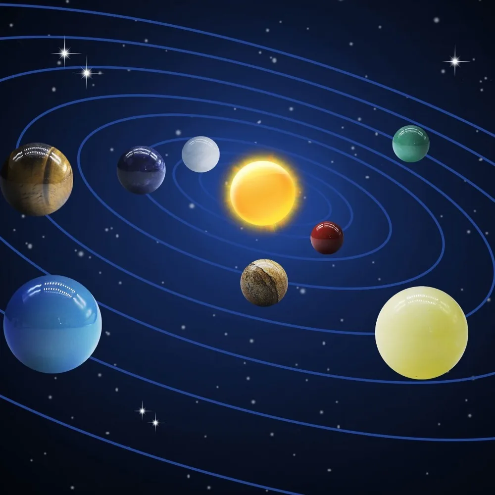 Crystal crystal 8 planets ornament polished crystal planetary craft 8 complete planet models astronomy teaching crystal model