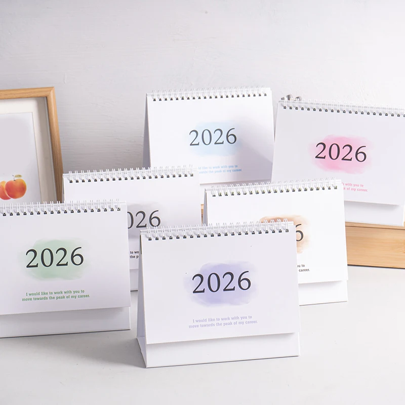 

2026 English Version Calendar Gradient Desk Calendar Creative Coil Calendar Planner Desktop Decoration Office Stationery