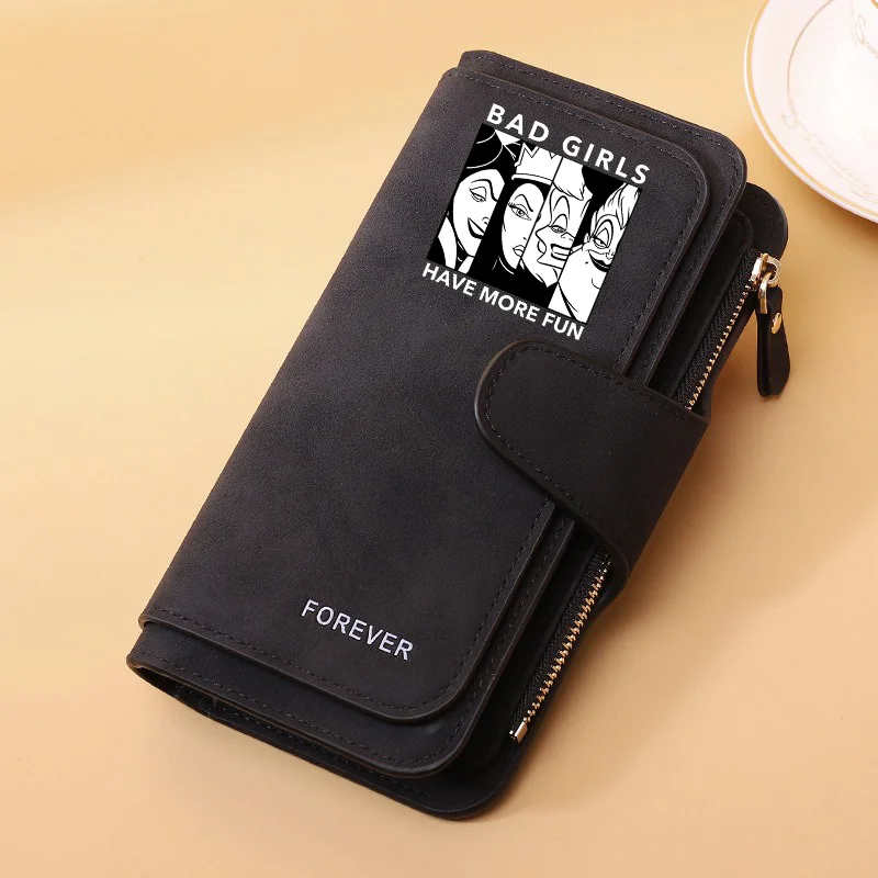 

Женские кошельки Villains Buckle, длинные кожаные кошельки высшего качества, на 15 карт, классический женский кошелек на молнии для женщин