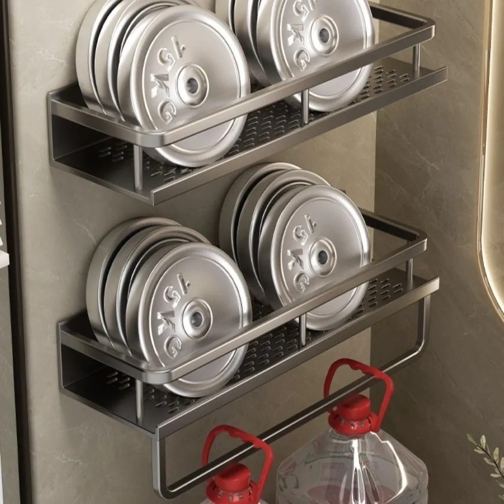 

Aluminum Alloy Bathroom Shelf Rectangle Shape Rust Proof Shower Shelf Space Saving No Drill Storage Rack Kitchen Storage