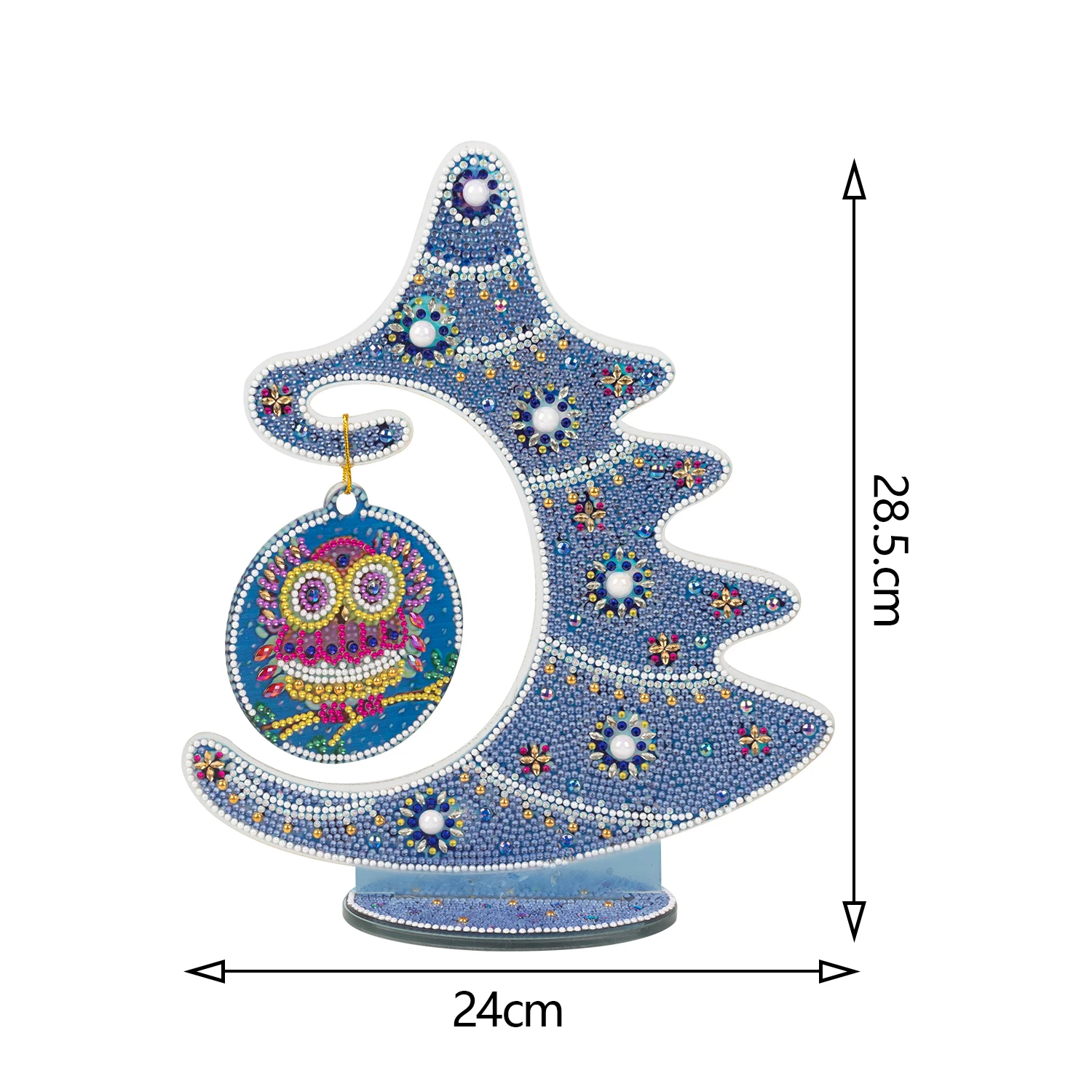 Diamond Art Painting Ornament Kit,Blue Christmas Tree DIY Special Shaped Diamond Double Sided Desk Placement Tabletop Decor Gift