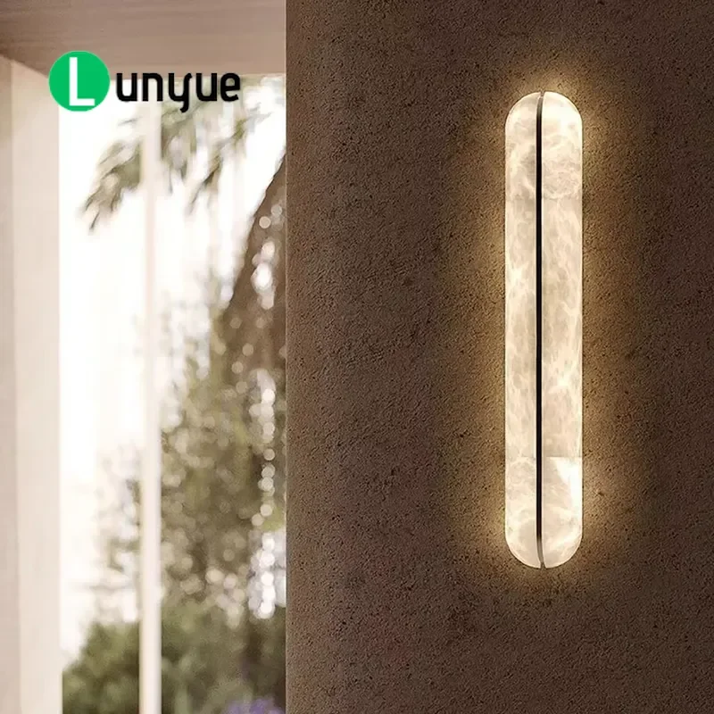 Spanish Marble Wall Lamp Full Copper LED E27 Warm Light Fixture for Bedroom Living Room Background Decor Modern Luxury Sconce
