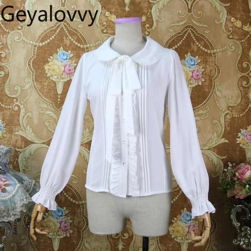 

Original Autumn New Doll Collar Sweet Girl Slim-fitting Long-sleeved Shirt Lolita Versatile Single-breasted Inner Tops Camisas