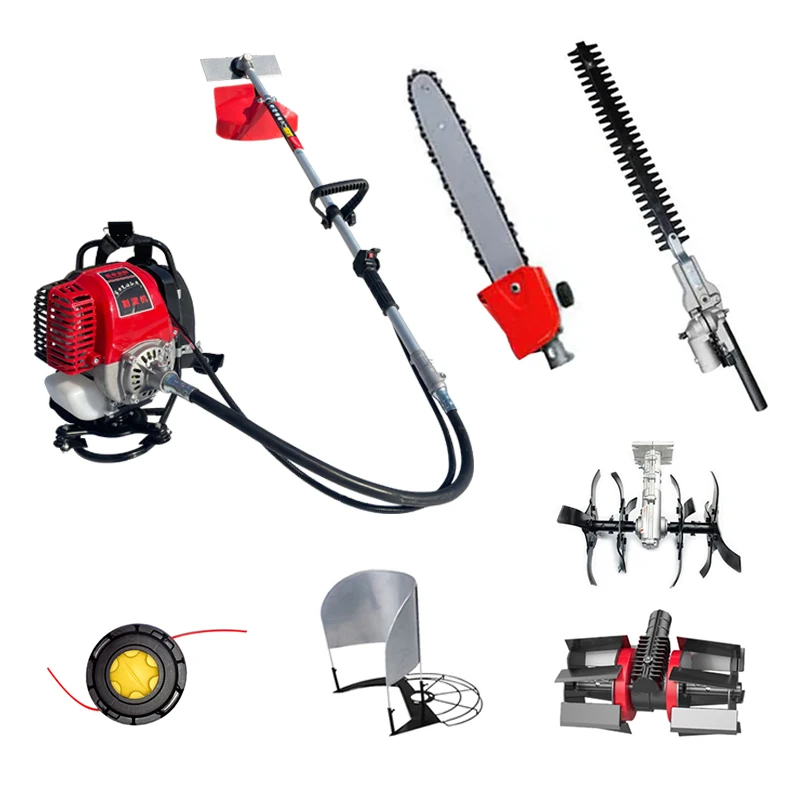 

2025Multi Functional 5 in 1 Brush Cutter 52cc Gasoline Hedge Trimmer Pole Saw Grass Trimmer