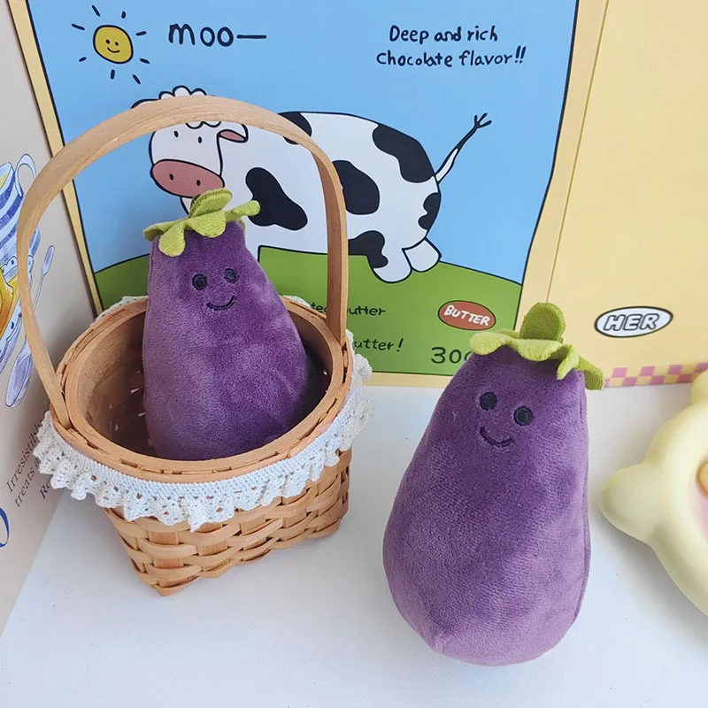 Cross Border New Funny Eggplant Cute Plush Pendant Keychain Bag Doll Children'S Plush Plant Toy Male Female Hot Selling Style