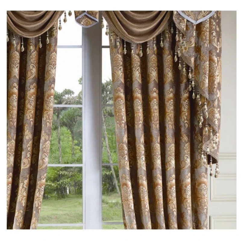 Custom Size Thickened Chenille Curtains Embroidered Window Screen High Blackout for Living Dining Bedroom Villa Home Fashion