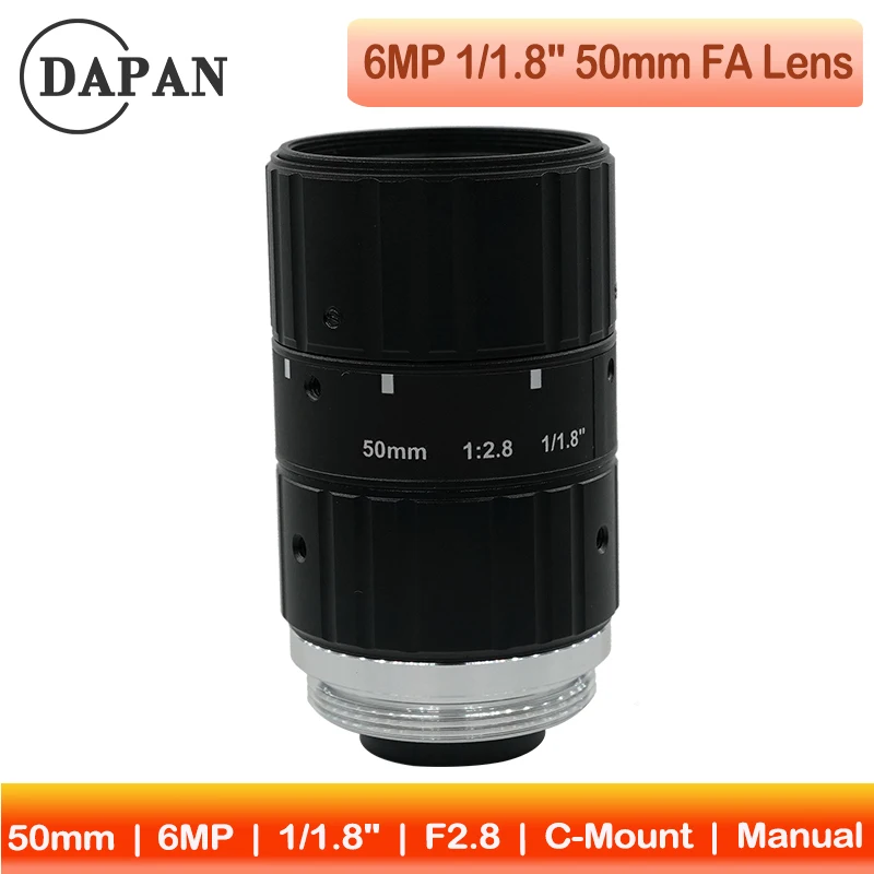 

6MP CCTV & FA Lens | 6mm F2.8 Wide Angle, 1/1.8" Sensor | Low Distortion, C-Mount for Automation
