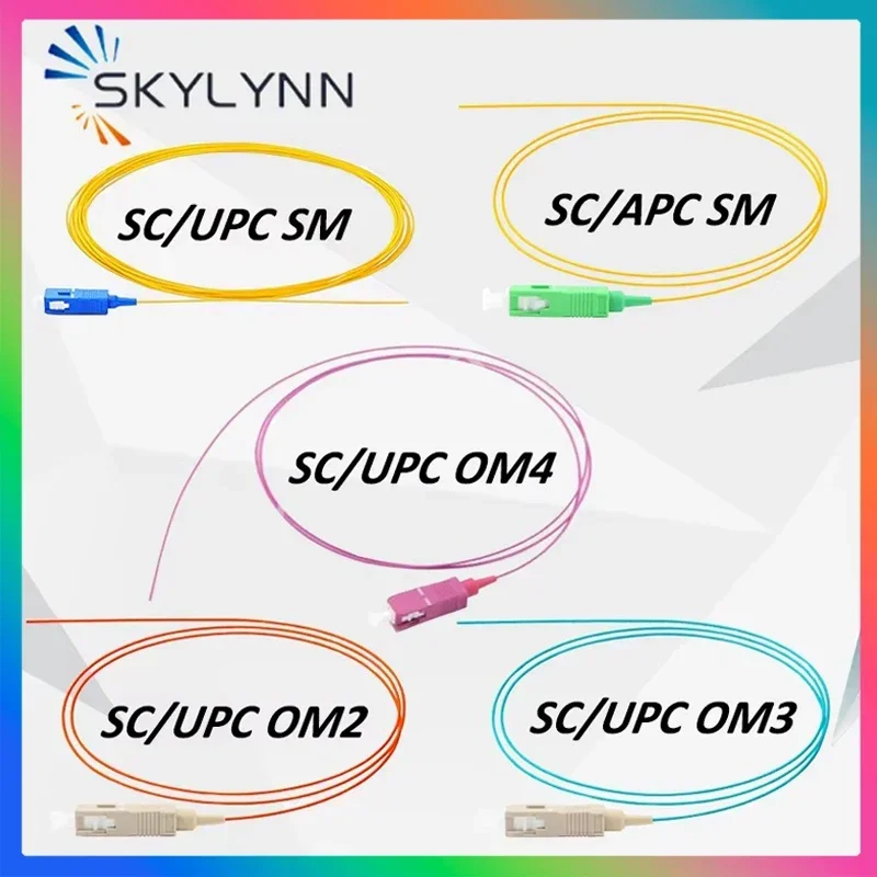 50PCS SC Connector Pigtails, SM G657A2 MM OM2/OM3/OM4/OM5 0.9MM 1.5 Meter Length LSZH Jacket Fiber Optic Pigtails Customizable