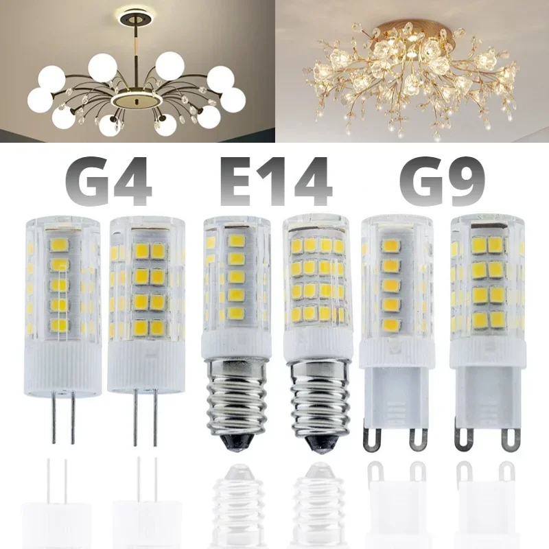 10PCS [G4 G9 E14] LED Ceramic Bulb 220V 3W 5W 7W 9W Three Color Crystal Chandelier Bulb High Brightness Pin Bulb