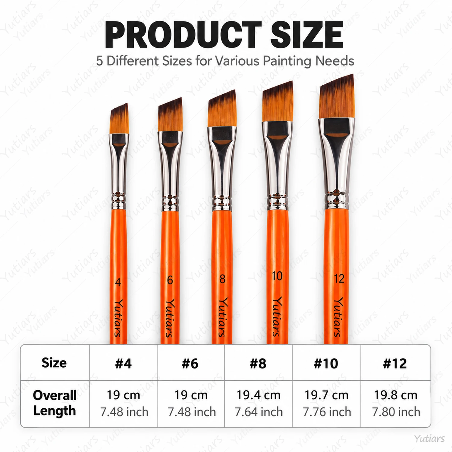 5PCS Angled Paint Brush Set for Acrylic Watercolor Oil Painting, Slant Tip Artist Brushes for Edging Detailing and Shading