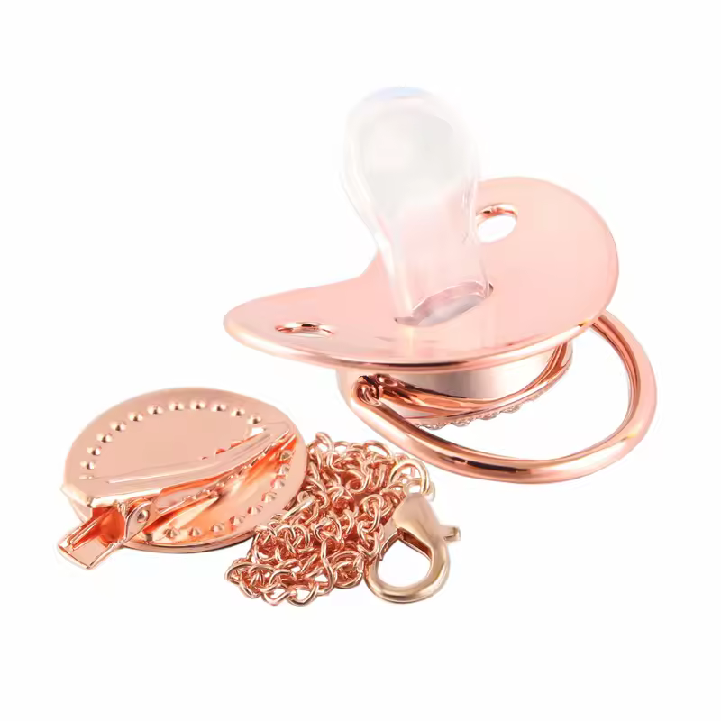 26 Letters Baby Pacifier Clip Rose Gold Bling Pacifiers Holder Silicone Soother Nipple Dummy Baby Shower Gifts - Image 5