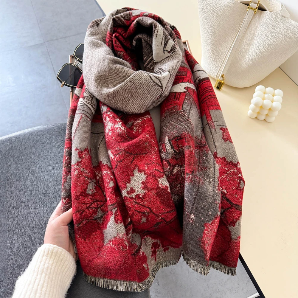 Winter Imitation Cashmere Warm Scarf Luxury Brand Double-Sided Women\'s Outdoor Shawl Designer Pashmina Stole Wrap